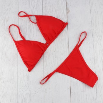 Padded Bra G-string Thong Bikini Swimwear Two Piece Red Black